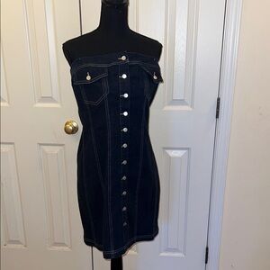 Moda International Dark Blue Denim Strapless Dress